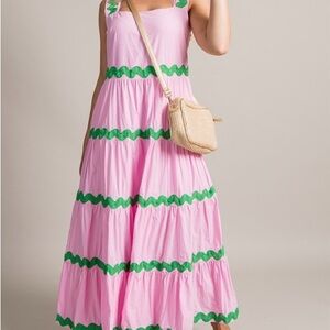 NEVER WORN Pink and Green Sleeveless Dress